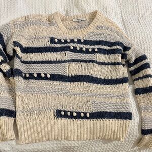 Madewell Cream and Blue Sweater